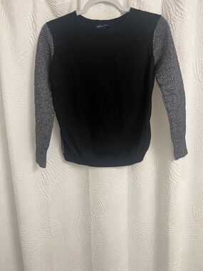 French Connection Black Sweater with Gray Marled Sleeves